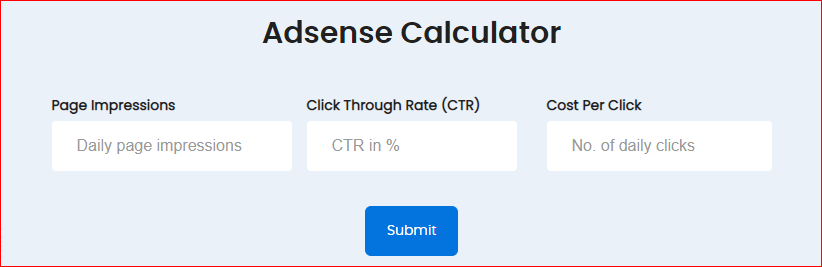 Adsense Calculator