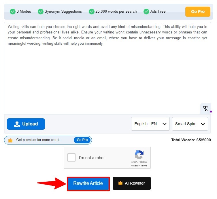 Paraphrasing tool