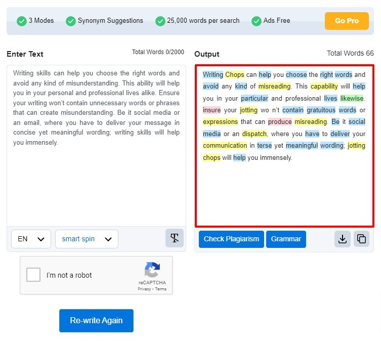 paraphrasing tool on word