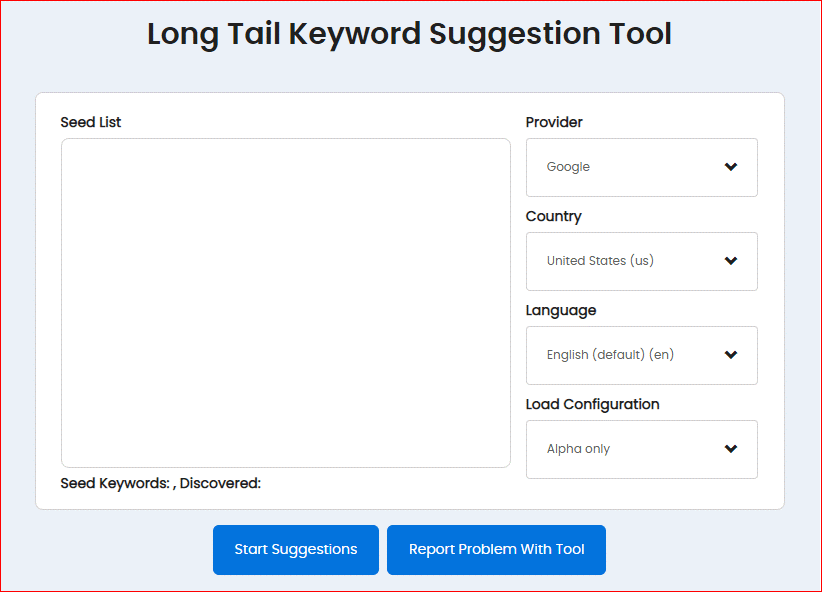 Long Tail Keyword Suggestion Tool