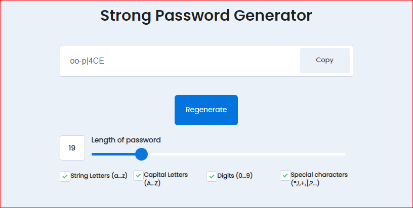 Strong and Random Password Generator