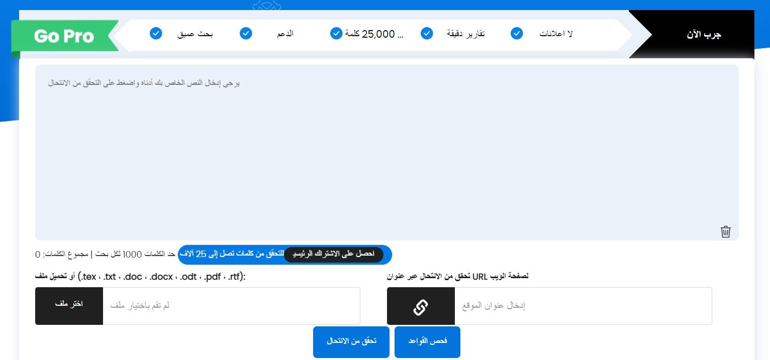 منطقة النص لمدقق الانتحال