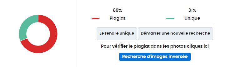 résultats du vérificateur de plagiat