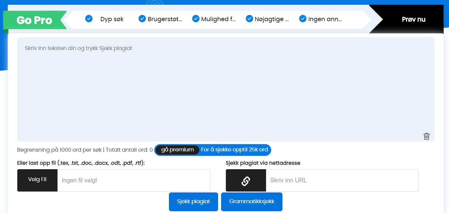 Tekstområde for plagiatkontroll