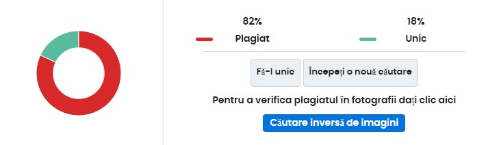 rezultatele verificatorului de plagiat