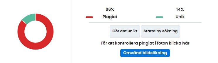 resultat av plagiatkontroll